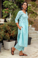 Turquoise Gota Work Kurta Palazzo Set