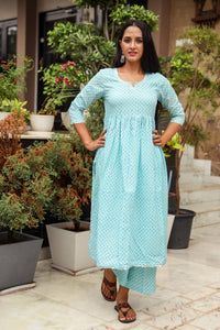 Turquoise Gota Work Kurta Palazzo Set
