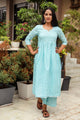 Turquoise Gota Work Kurta Palazzo Set
