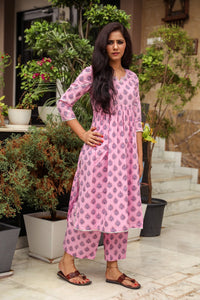 Pink Gota Work Kurta Palazzo Set