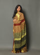 Brown & Yellow Batik Block Print Cotton Saree with Blouse