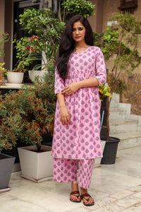 Pink Gota Work Kurta Palazzo Set