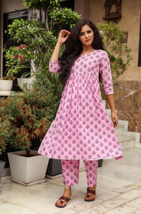Pink Gota Work Kurta Palazzo Set
