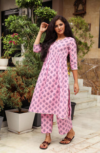 Pink Gota Work Kurta Palazzo Set