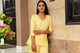 Yellow Block Print Cotton Short Kurta Pant Set