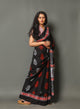 Black & Red Block Butta Print Cotton Saree with Blouse
