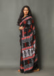 Black & Red Block Butta Print Cotton Saree with Blouse