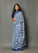 Rama Blue Lining Block Print Cotton Saree with Unstitched Blouse