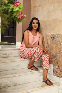 Coral Up- down Cotton Kurta Set