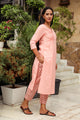 Peach Printax Solid Kurta