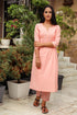 Coral Solid Printax Cotton Kurta Set