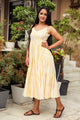Yellow & White Geometric Block Print Tyre Dress