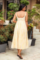 Yellow & White Geometric Block Print Tyre Dress