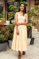 Yellow & White Geometric Block Print Tyre Dress