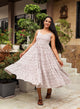 Maroon & White Geometric Block Print Tyre Dress