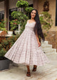 Maroon & White Geometric Block Print Tyre Dress