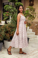 Maroon & White Geometric Block Print Tyre Dress