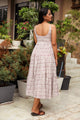 Maroon & White Geometric Block Print Tyre Dress