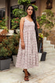 Maroon & White Geometric Block Print Tyre Dress