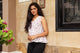 White Maroon Block Butti Print Top