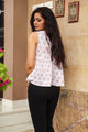 White Maroon Block Butti Print Top