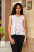 White Maroon Block Butti Print Top
