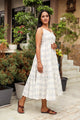 Blue & White Geometric Block Print Tyre Dress