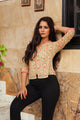Cream & Green Jaal Block Print Top