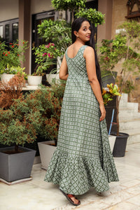 Olive Discharge Print Dress