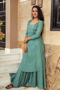 Green Dabu hand Print Twin Set