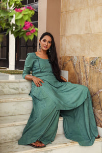 Green Dabu hand Print Twin Set