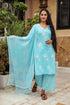 Sky Blue Discharge Butta Print Cotton Suit Set