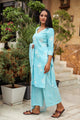 Sky Blue Discharge Butta Print Cotton Suit Set