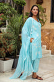 Sky Blue Discharge Butta Print Cotton Suit Set