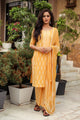 Mustard Discharge Tree Butti Print Cotton Suit Set