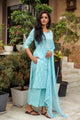 Turquoise Discharge Tree Butti Print Cotton Suit Set
