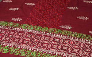 Maroon Block Butta Print Cotton Unstitched Dress Material