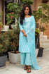 Turquoise Discharge Tree Butti Print Cotton Suit Set