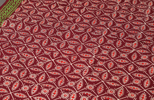 Maroon Block Butta Print Cotton Unstitched Dress Material