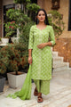 Green Discharge Butti Print Cotton Suit Set