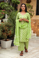 Green Discharge Butti Print Cotton Suit Set