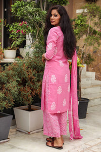 Pink Discharge Butta Print Cotton Suit Set