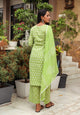 Green Discharge Butti Print Cotton Suit Set