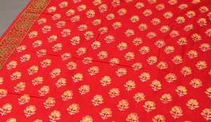 Red Block Butti Printed Cotton Salwar Suit Material
