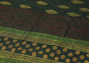 Dark Green Block Butti Printed Cotton Unstitched Salwar Suit