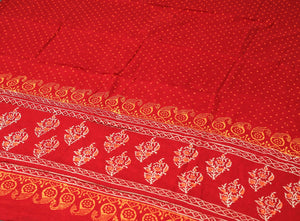 Red Naphtol Block Butti Printed Cotton Unstitched Salwar Suit Material