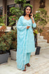 Sky Blue Discharge Butti Print Cotton Suit Set