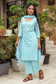 Sky Blue Discharge Butti Print Cotton Suit Set