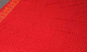 Red Naphtol Block Butti Printed Cotton Unstitched Salwar Suit Material