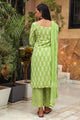 Green Discharge Tree Butti Print Cotton Suit Set